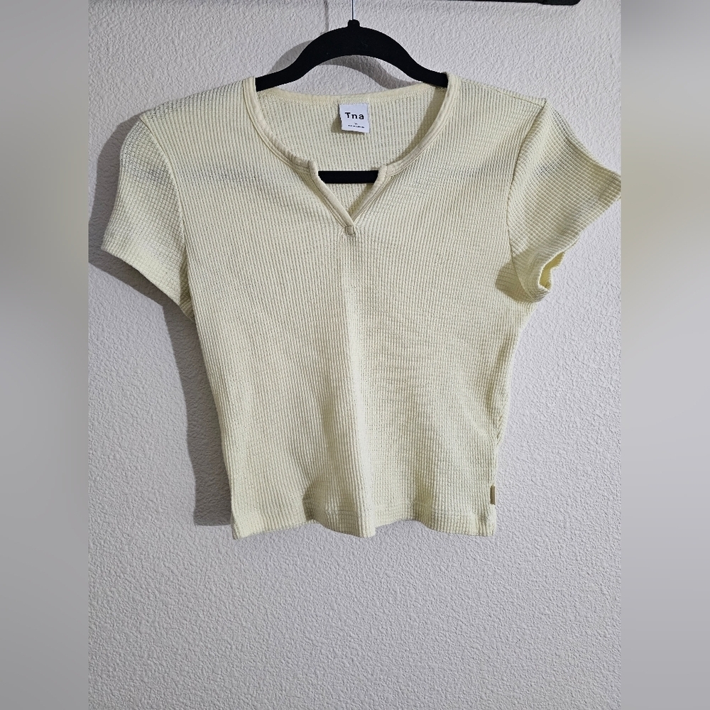 Aritzia TNA Cream Ribbed Women's Top - Picture 1 of 7
